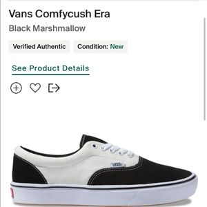 NWT. Vans Comfy Cush Era Black Marshmallow